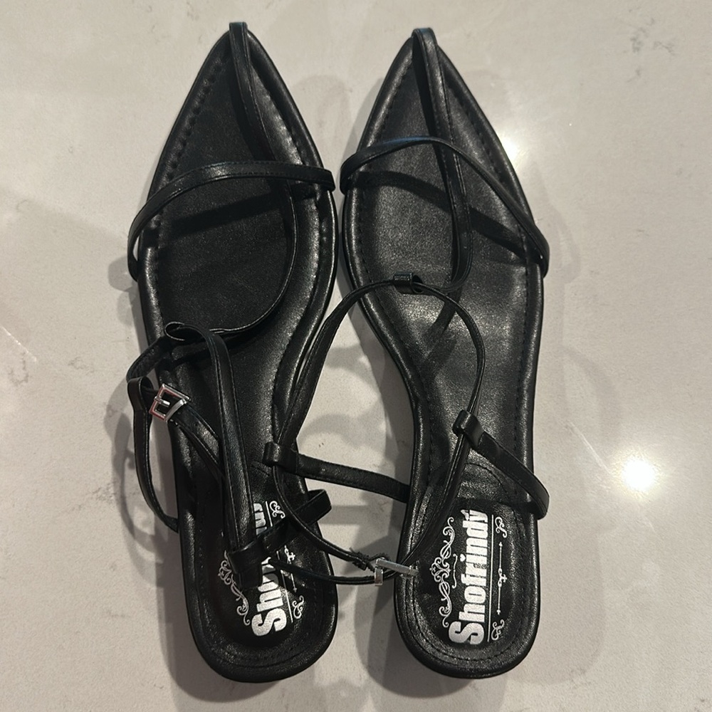 Black Low Wedge Sandals
